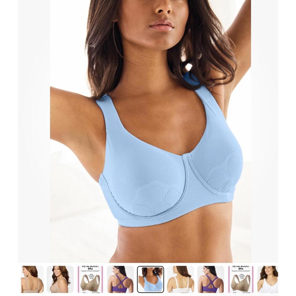 Comfort Choice Women's Plus Size Petal Boost Underwire Bra Lt Blue 40DDD NWT